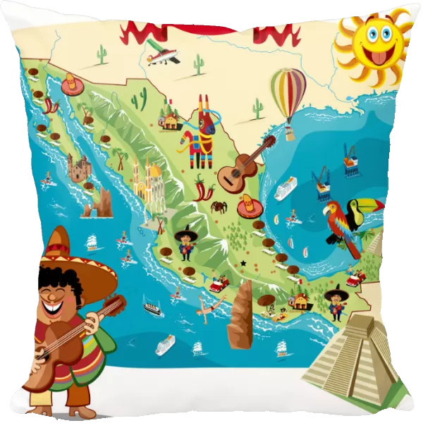 Cartoon map of Mexico