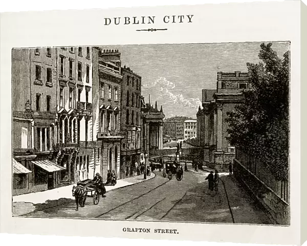Grafton Street in Dublin, Ireland Victorian Engraving, 1840