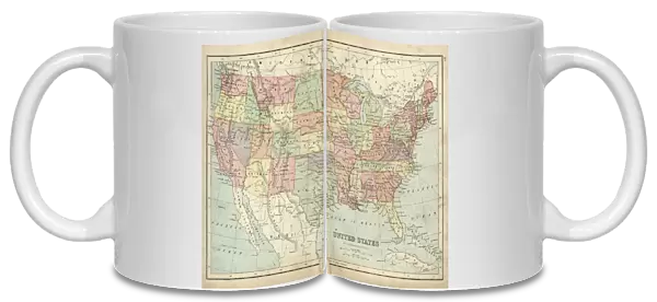Antique map of USA in the 19th Century, 1873