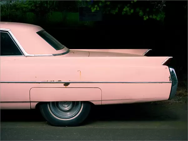 Fins of pink classic car