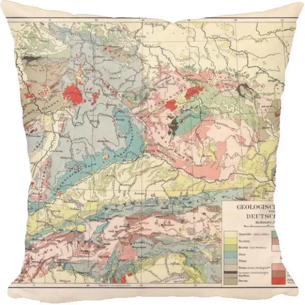 Geological map of southern Germany, Bohemia, Switzerland and Austria, published 1897