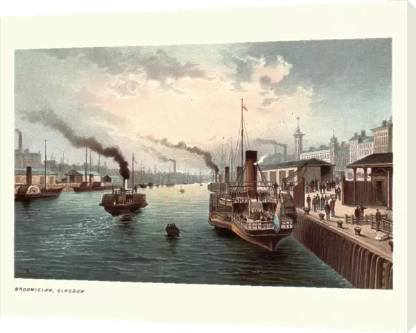 Paddle steamers on the River Clyde, Broomielaw, Glasgow, 19th Century