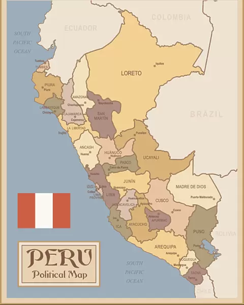 Vintage Map of Peru