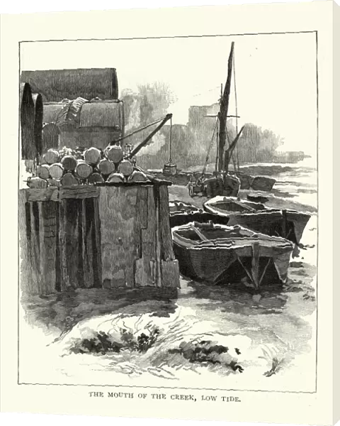 19th Century, Antique, Barge, Current, District Type, Docks, England, Engraving, Europe