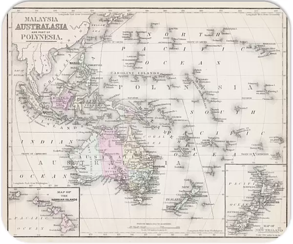 Map of Australia and Polynesia 1877