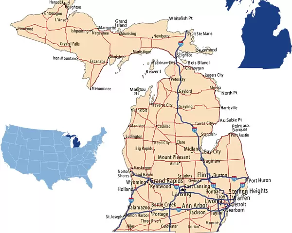 Michigan road map