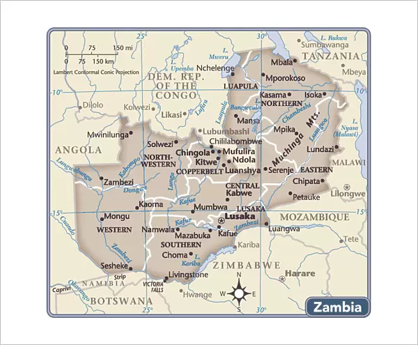 Zambia country map