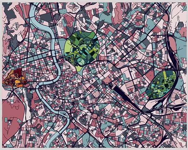 art illustration map of Roma city