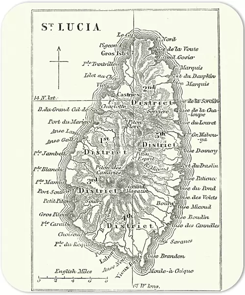 Map of Saint Lucia, 19th Century