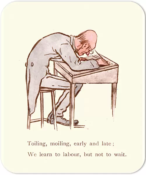 Victorian satirical cartoon, on toiling and working