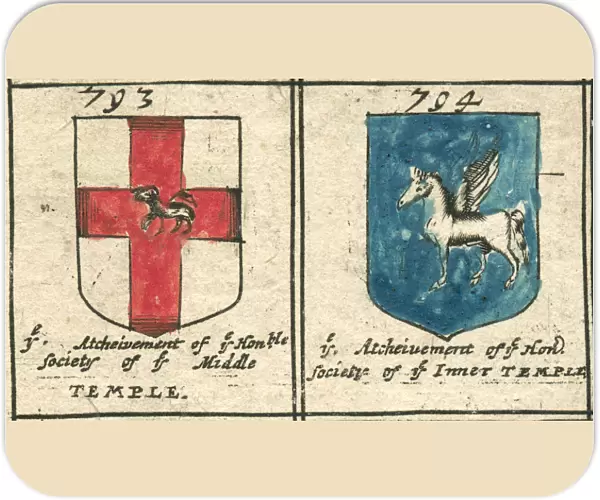 Inns of Court 17th century copperplate armorials