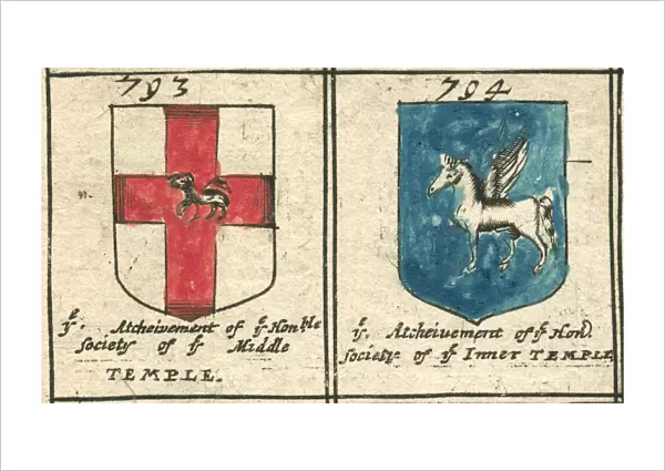 Inns of Court 17th century copperplate armorials