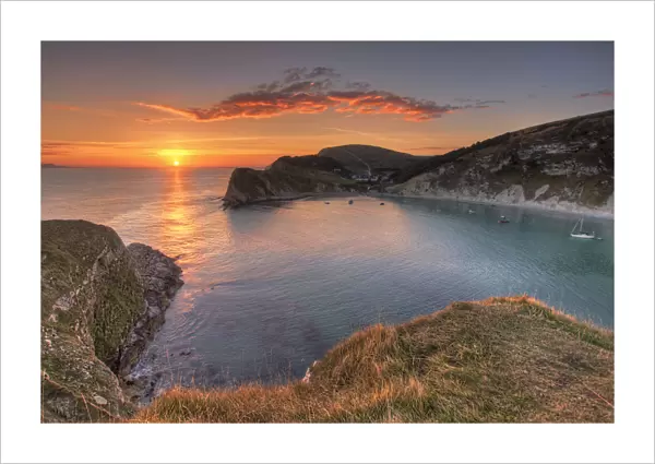 Sunset at Lulworth Cove in Dorset