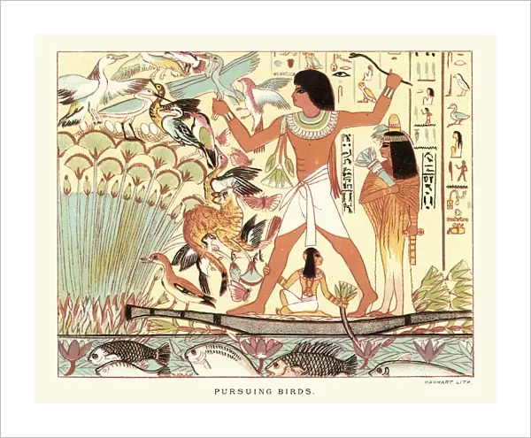 Ancient egyptians hunting birds