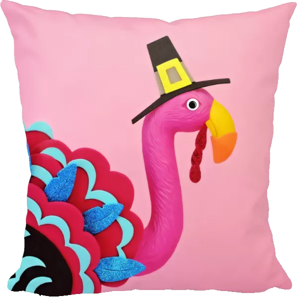 flamingo in a turkey costume