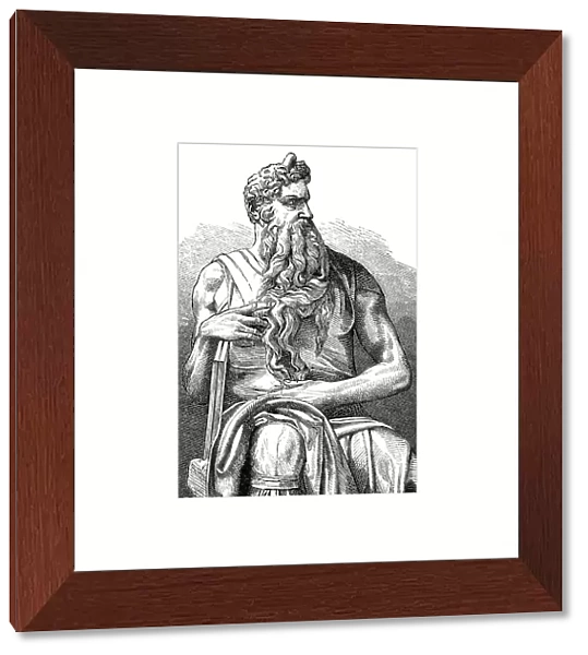 Michelangelo, Ten Commandments, Illustration and Painting, Moses, Image Created 19th Century