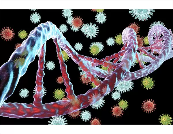 Viruses and DNA, illustration
