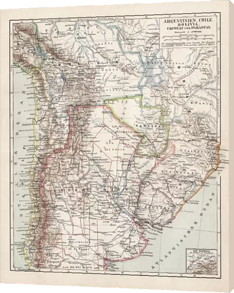Map of Argentine, Chile and Bolivia 1900