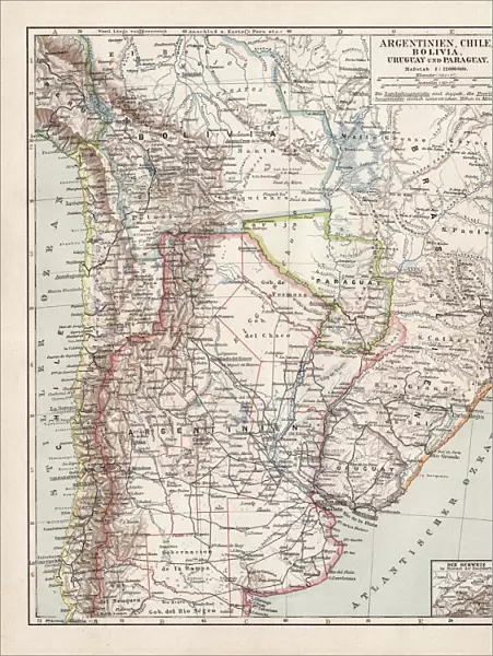 Map of Argentine, Chile and Bolivia 1900