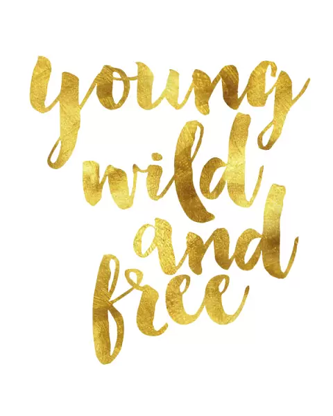 Young wild and free gold foil message