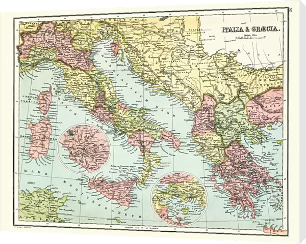 Antique map of Ancient Italy and Greece
