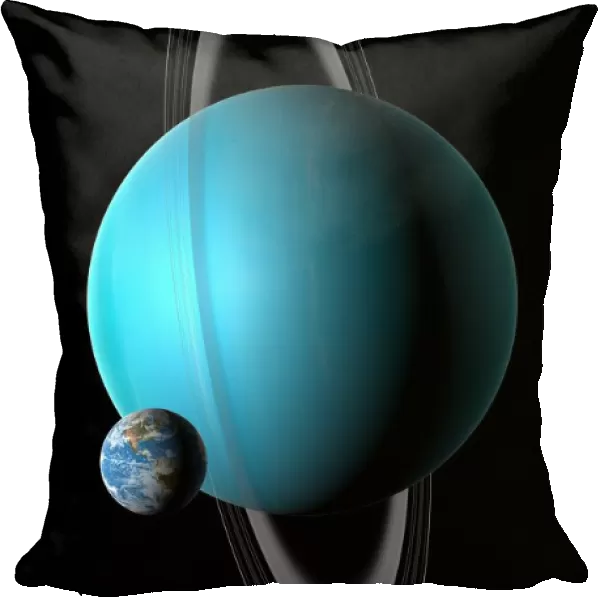 Earth compared to Uranus, illustration