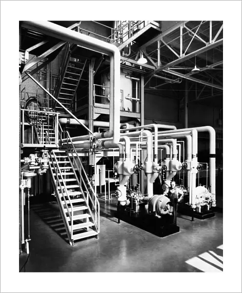 521, boiler room, black & white, factory, historical, generator, industry, machine