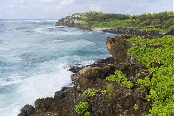 Scenic trail along Makawehi Lithified Cliffs, Kauai, Hawaii, USA