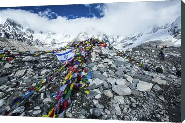 Everest base camp, Everest base camp trek, Himalayas, Nepal, prayer flags, Colour Image