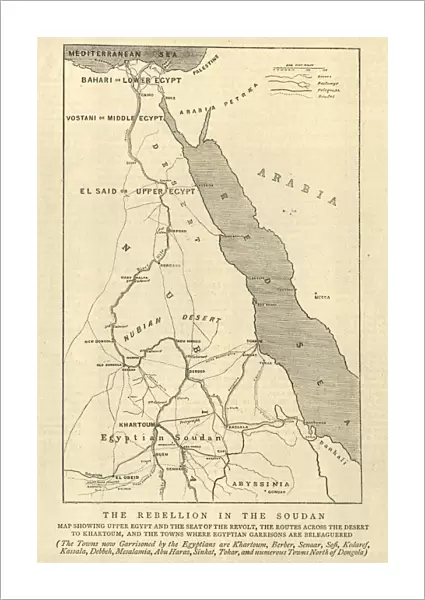 Mahdist War, Map of the rebellion in Sudan, 1884