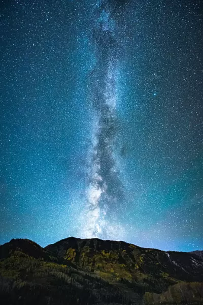 Vertical milky way on the mountain