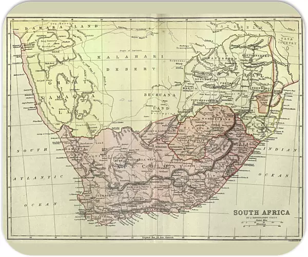 Antique map of South Africa, 1884, 19th Century