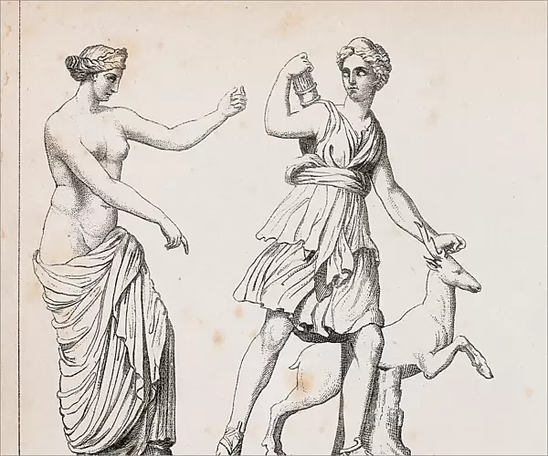 Roman goddess Venus of Capua or Aphrodite and Diana the Huntress