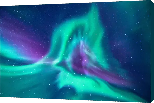 aurora borealis looks like phoenix display directly above the head in Iceland