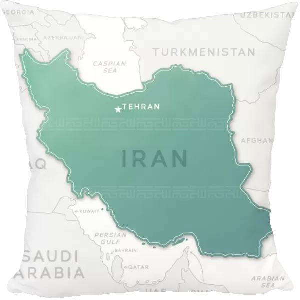 Iran Map. Map of Iran showing surrounding countries and bodies of water