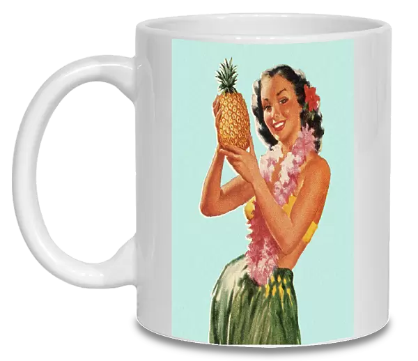 Hula Girl Holding Pineapple