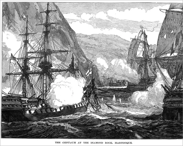 HMS Centaur at Diamond Rock Martinique