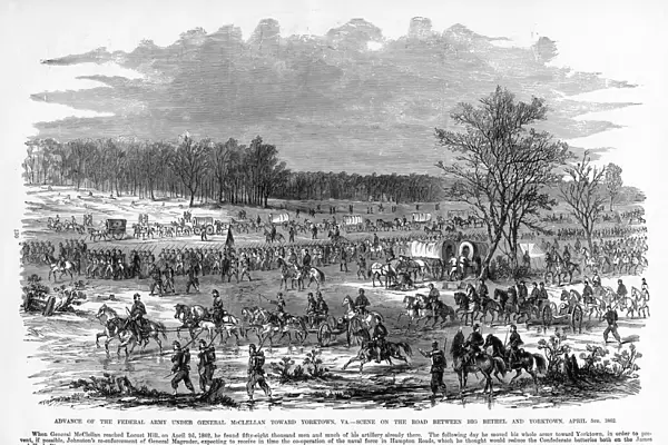 Advance of General McClellan, Yorktown, Virginia, 1862 Civil War Engraving