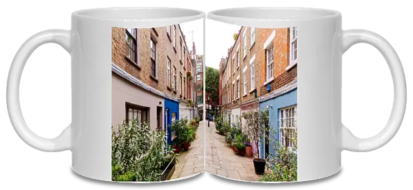 Narrow street in Fitzrovia district, London, England, UK