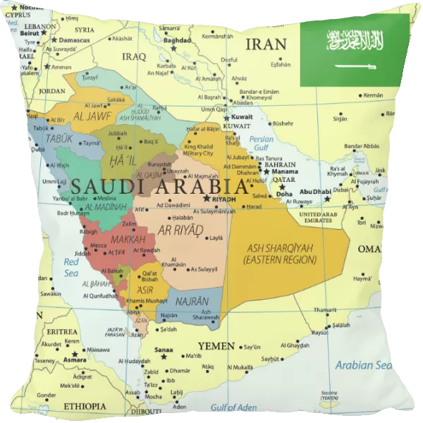Map of Saudi Arabia with Flag