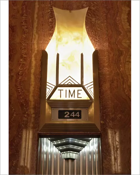 Chrysler Building Interior, detail of clock, Manhattan, New York City, New York, USA