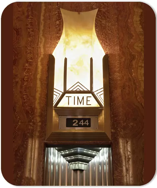 Chrysler Building Interior, detail of clock, Manhattan, New York City, New York, USA