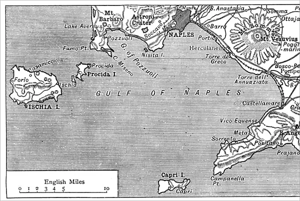 Antique map of Gulf of Naples