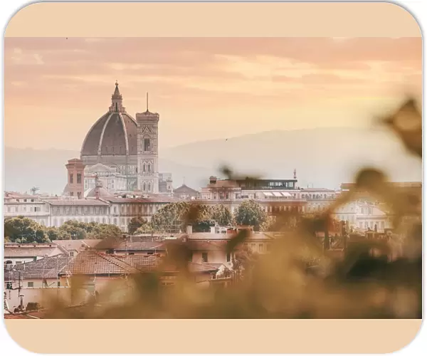 Florence, Tuscany, Italy. Santa Maria del Fiore Duomo Cathedral from a unique point of