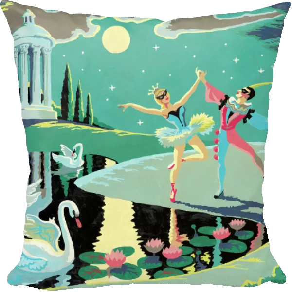 Two Dancers By a Pond at Night