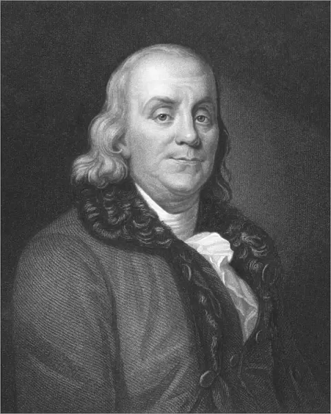 Benjamin Franklin (1706-1790) on engraving from the 1850s