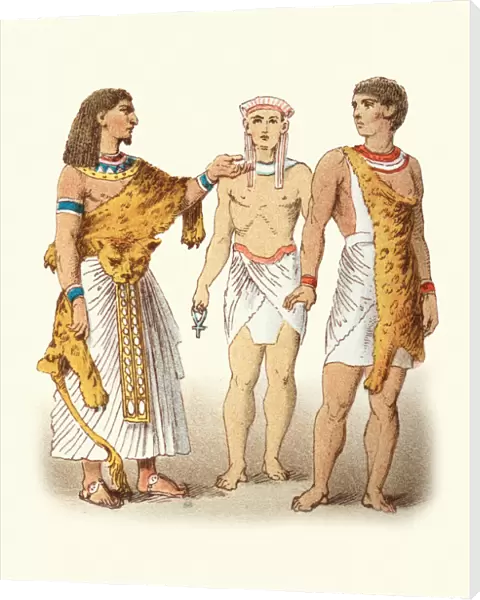 Ancient Egyptian priests, clothing, fashion, Leopard animal skin cloak, skirt