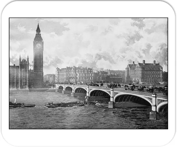 Antique Londons photographs: Westminster Bridge