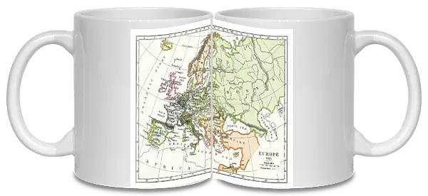 Old map of Europe in 1815