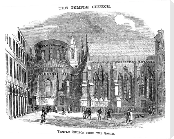 Temple Church, London, from the south (Victorian woodcut)